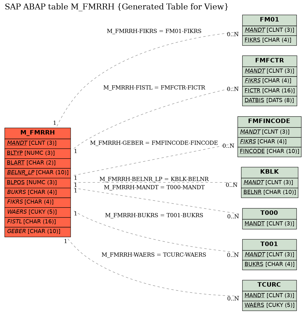 E-R Diagram for table M_FMRRH (Generated Table for View)