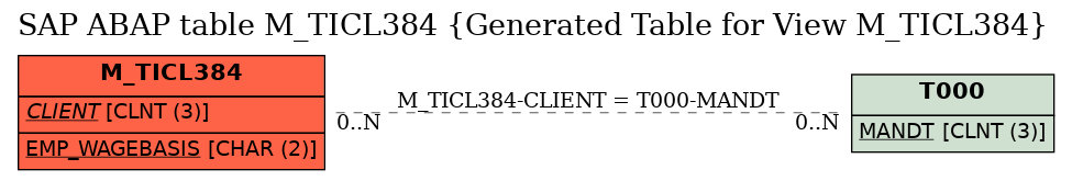 E-R Diagram for table M_TICL384 (Generated Table for View M_TICL384)