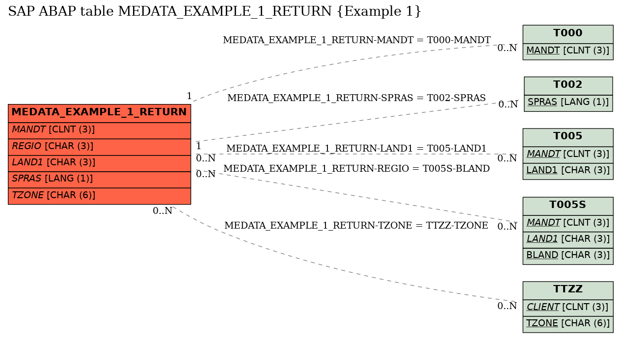 E-R Diagram for table MEDATA_EXAMPLE_1_RETURN (Example 1)