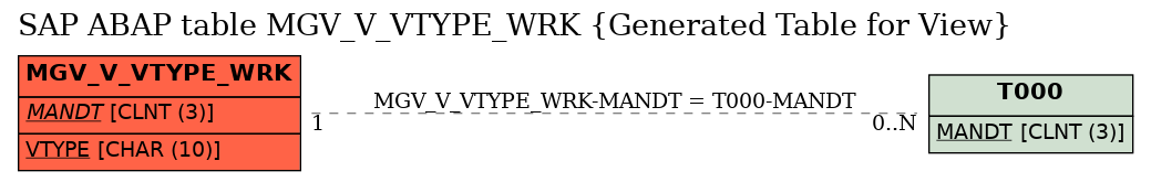 E-R Diagram for table MGV_V_VTYPE_WRK (Generated Table for View)