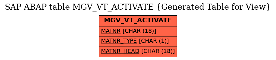 E-R Diagram for table MGV_VT_ACTIVATE (Generated Table for View)