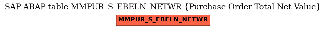 E-R Diagram for table MMPUR_S_EBELN_NETWR (Purchase Order Total Net Value)