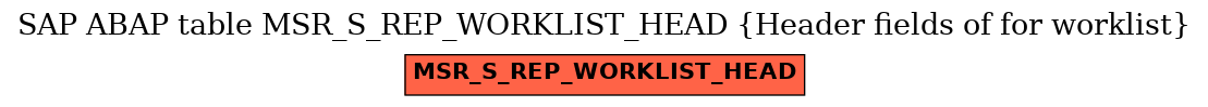 E-R Diagram for table MSR_S_REP_WORKLIST_HEAD (Header fields of for worklist)