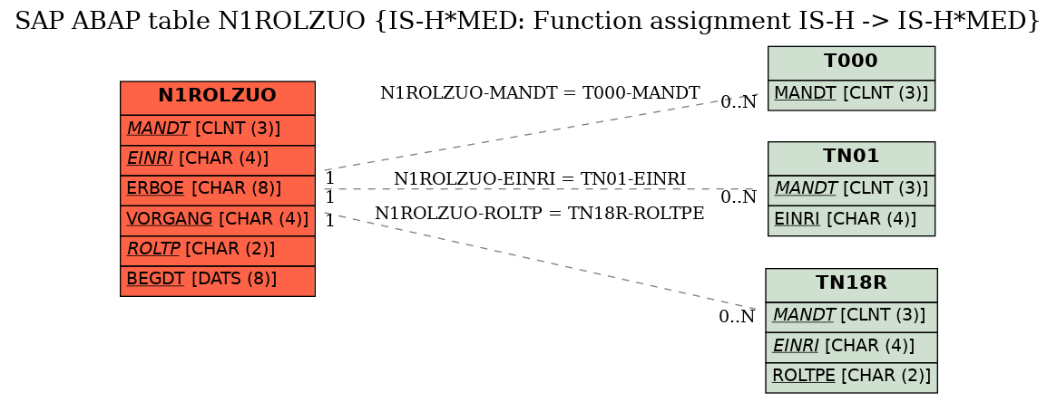 E-R Diagram for table N1ROLZUO (IS-H*MED: Function assignment IS-H -> IS-H*MED)