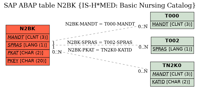 E-R Diagram for table N2BK (IS-H*MED: Basic Nursing Catalog)