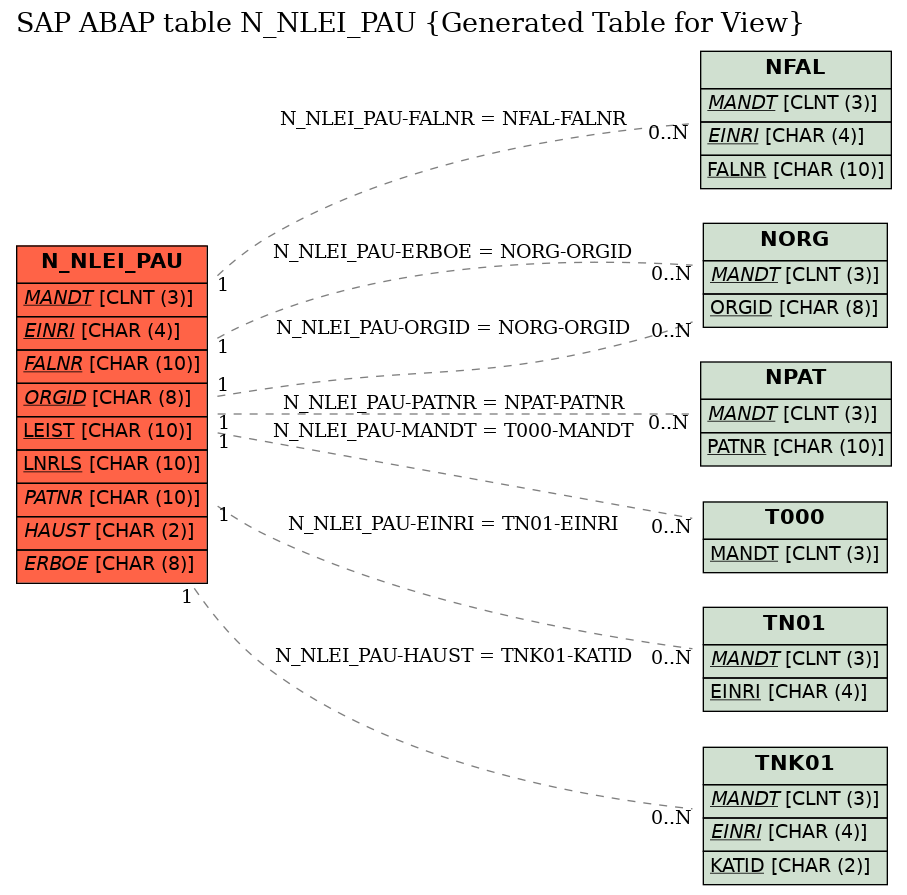 E-R Diagram for table N_NLEI_PAU (Generated Table for View)