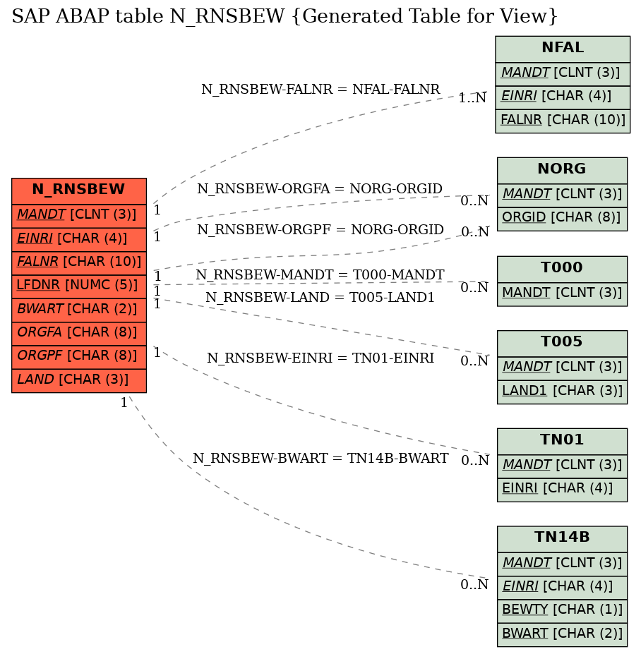 E-R Diagram for table N_RNSBEW (Generated Table for View)