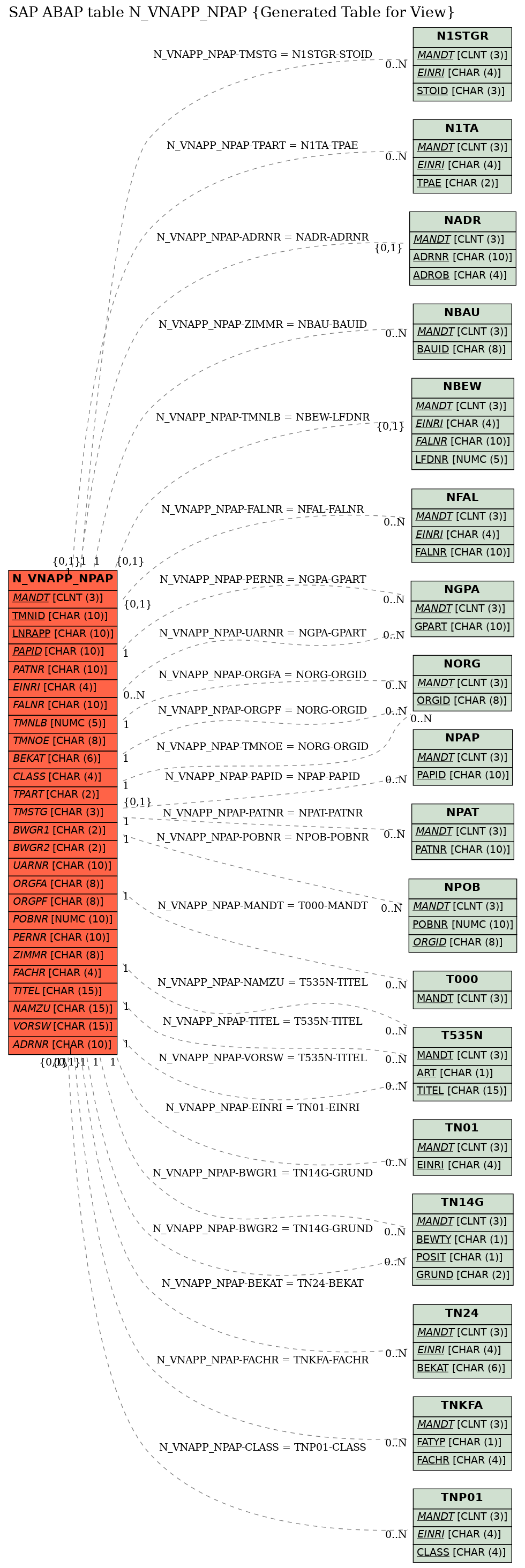 E-R Diagram for table N_VNAPP_NPAP (Generated Table for View)