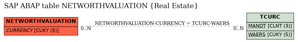 E-R Diagram for table NETWORTHVALUATION (Real Estate)