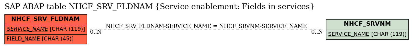 E-R Diagram for table NHCF_SRV_FLDNAM (Service enablement: Fields in services)