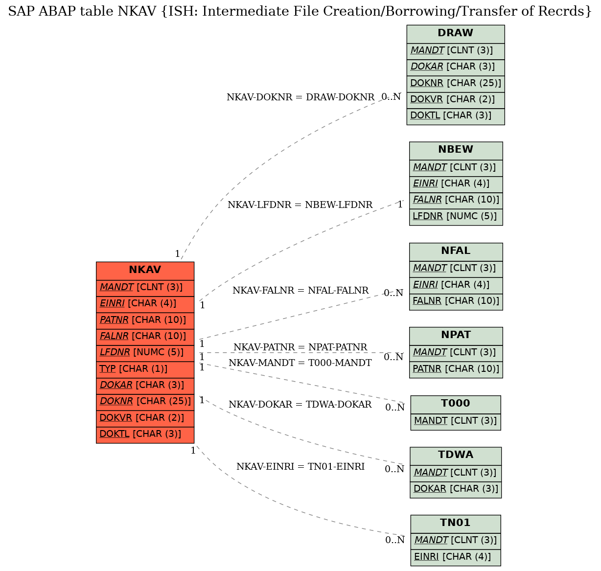 E-R Diagram for table NKAV (ISH: Intermediate File Creation/Borrowing/Transfer of Recrds)