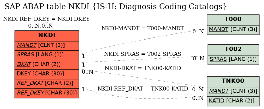 E-R Diagram for table NKDI (IS-H: Diagnosis Coding Catalogs)