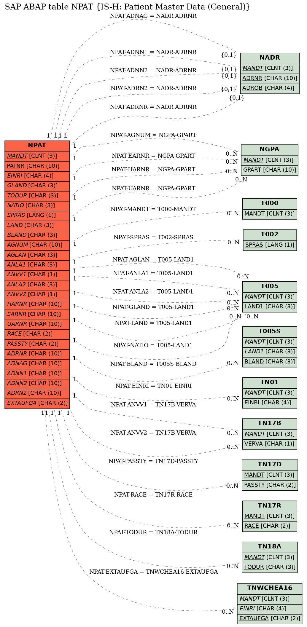 E-R Diagram for table NPAT (IS-H: Patient Master Data (General))