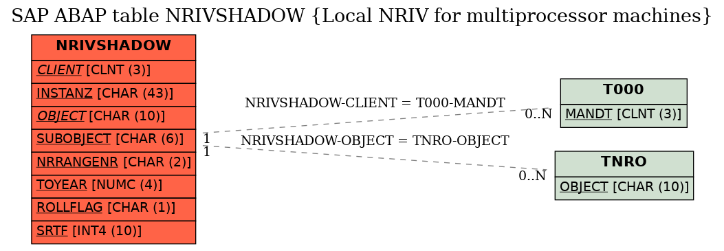 E-R Diagram for table NRIVSHADOW (Local NRIV for multiprocessor machines)