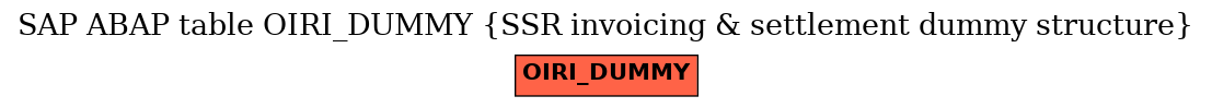 E-R Diagram for table OIRI_DUMMY (SSR invoicing & settlement dummy structure)
