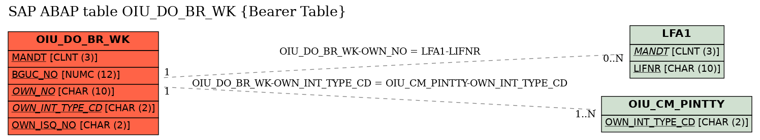 E-R Diagram for table OIU_DO_BR_WK (Bearer Table)