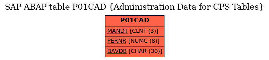 E-R Diagram for table P01CAD (Administration Data for CPS Tables)