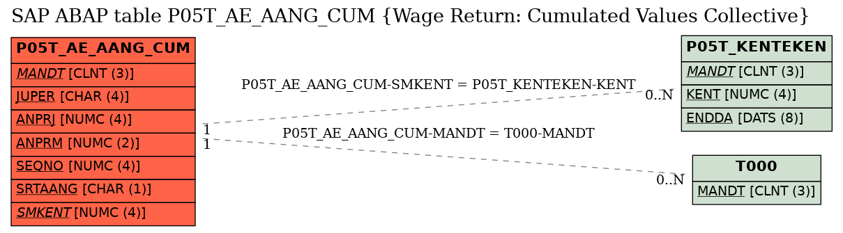 E-R Diagram for table P05T_AE_AANG_CUM (Wage Return: Cumulated Values Collective)