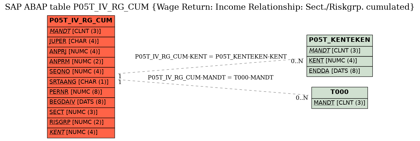 E-R Diagram for table P05T_IV_RG_CUM (Wage Return: Income Relationship: Sect./Riskgrp. cumulated)