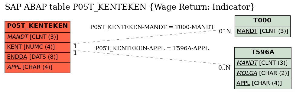 E-R Diagram for table P05T_KENTEKEN (Wage Return: Indicator)