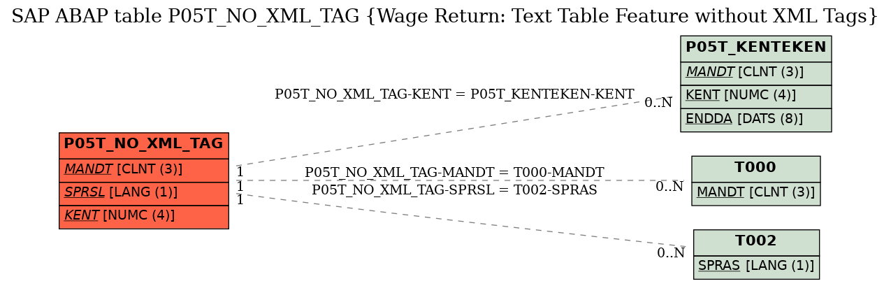 E-R Diagram for table P05T_NO_XML_TAG (Wage Return: Text Table Feature without XML Tags)