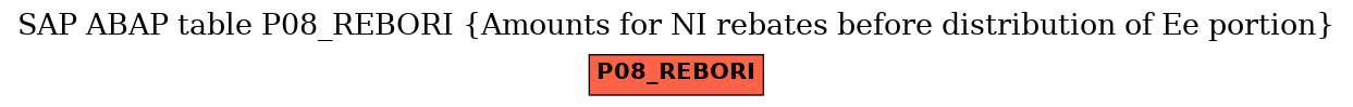 E-R Diagram for table P08_REBORI (Amounts for NI rebates before distribution of Ee portion)