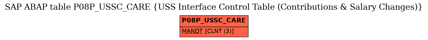E-R Diagram for table P08P_USSC_CARE (USS Interface Control Table (Contributions & Salary Changes))