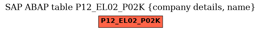 E-R Diagram for table P12_EL02_P02K (company details, name)