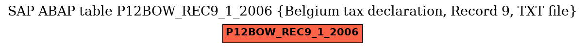 E-R Diagram for table P12BOW_REC9_1_2006 (Belgium tax declaration, Record 9, TXT file)