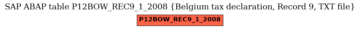 E-R Diagram for table P12BOW_REC9_1_2008 (Belgium tax declaration, Record 9, TXT file)