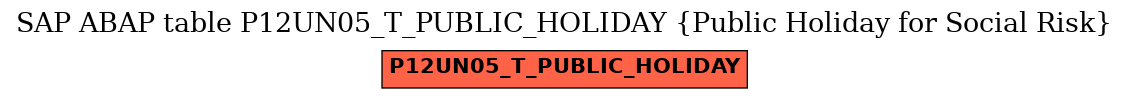 E-R Diagram for table P12UN05_T_PUBLIC_HOLIDAY (Public Holiday for Social Risk)