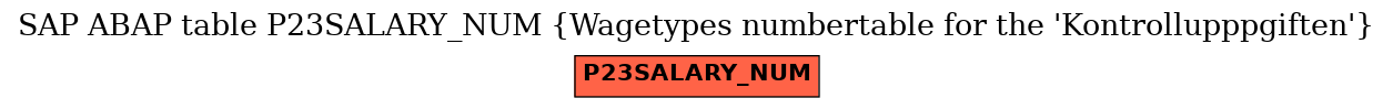 E-R Diagram for table P23SALARY_NUM (Wagetypes numbertable for the 'Kontrollupppgiften')