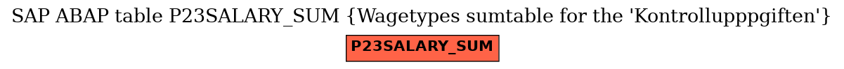 E-R Diagram for table P23SALARY_SUM (Wagetypes sumtable for the 'Kontrollupppgiften')
