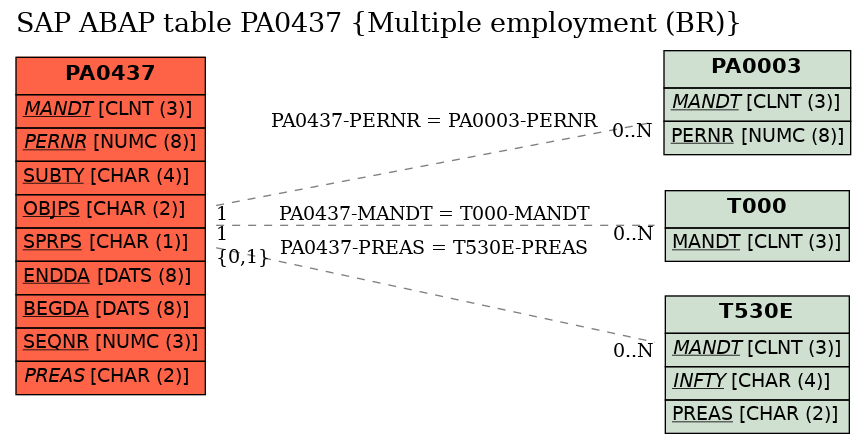 E-R Diagram for table PA0437 (Multiple employment (BR))