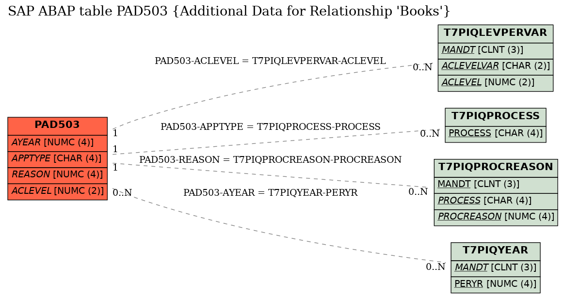 E-R Diagram for table PAD503 (Additional Data for Relationship 