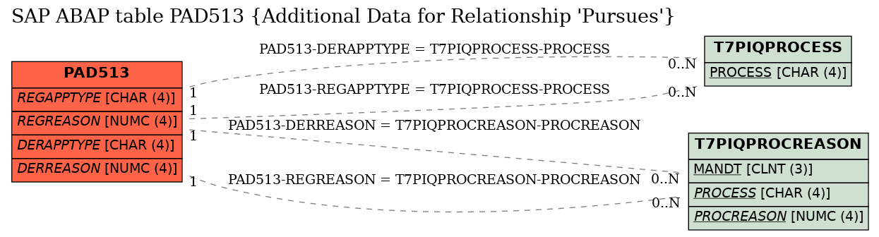 E-R Diagram for table PAD513 (Additional Data for Relationship 