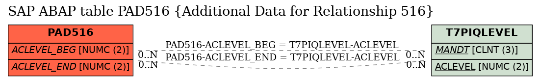 E-R Diagram for table PAD516 (Additional Data for Relationship 516)