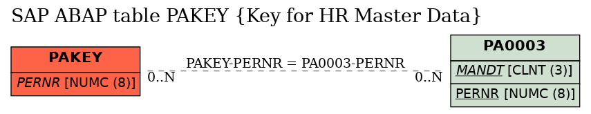 E-R Diagram for table PAKEY (Key for HR Master Data)