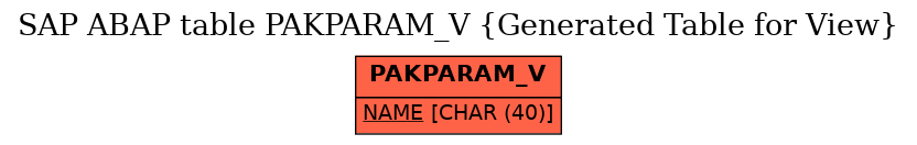 E-R Diagram for table PAKPARAM_V (Generated Table for View)