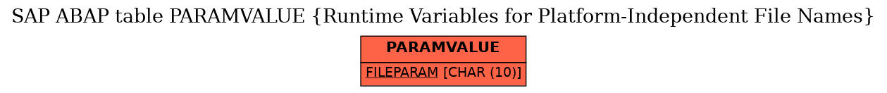 E-R Diagram for table PARAMVALUE (Runtime Variables for Platform-Independent File Names)