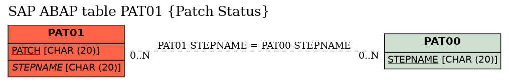 E-R Diagram for table PAT01 (Patch Status)