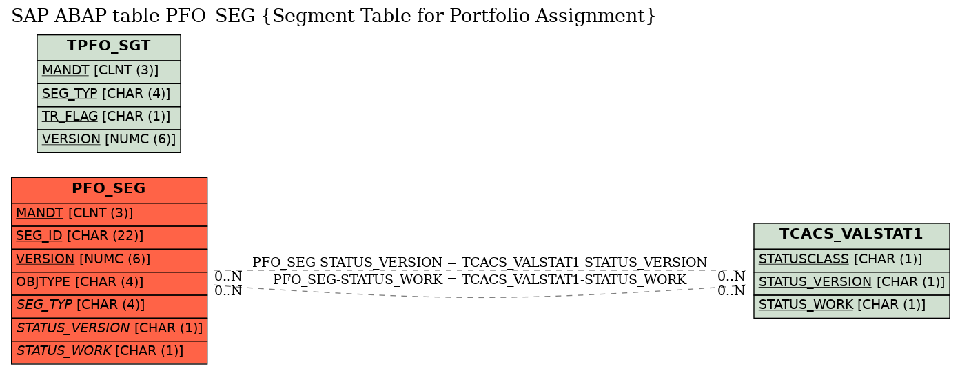 E-R Diagram for table PFO_SEG (Segment Table for Portfolio Assignment)