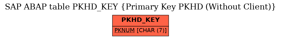 E-R Diagram for table PKHD_KEY (Primary Key PKHD (Without Client))