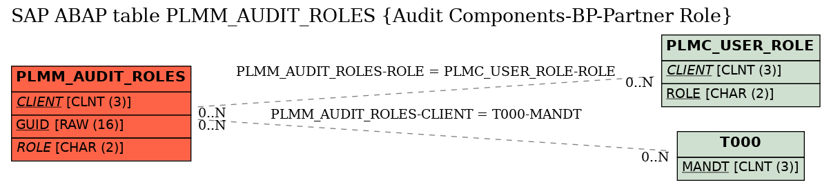 E-R Diagram for table PLMM_AUDIT_ROLES (Audit Components-BP-Partner Role)