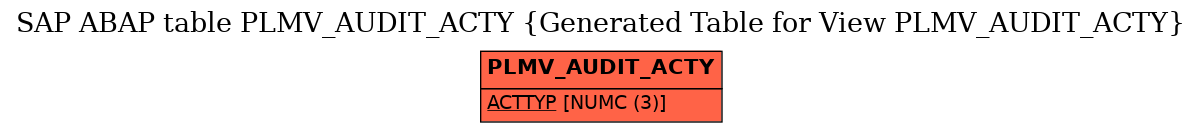 E-R Diagram for table PLMV_AUDIT_ACTY (Generated Table for View PLMV_AUDIT_ACTY)