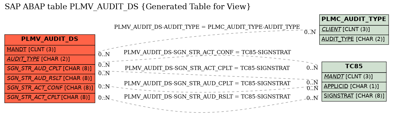 E-R Diagram for table PLMV_AUDIT_DS (Generated Table for View)