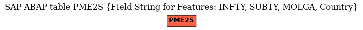 E-R Diagram for table PME2S (Field String for Features: INFTY, SUBTY, MOLGA, Country)