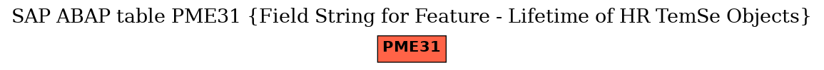 E-R Diagram for table PME31 (Field String for Feature - Lifetime of HR TemSe Objects)