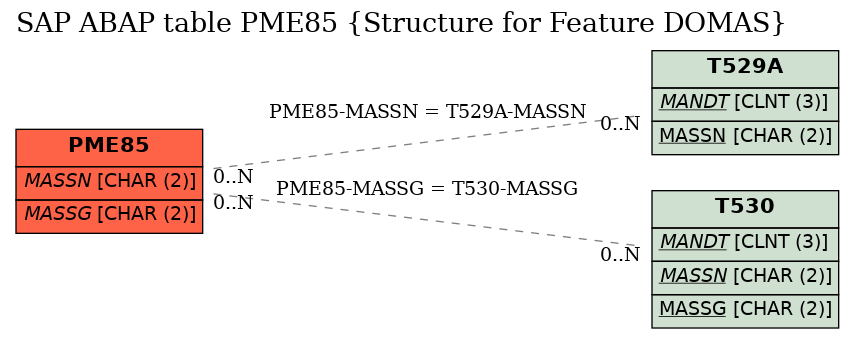 E-R Diagram for table PME85 (Structure for Feature DOMAS)