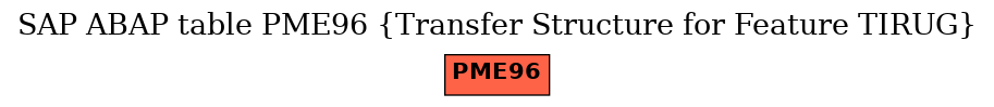 E-R Diagram for table PME96 (Transfer Structure for Feature TIRUG)